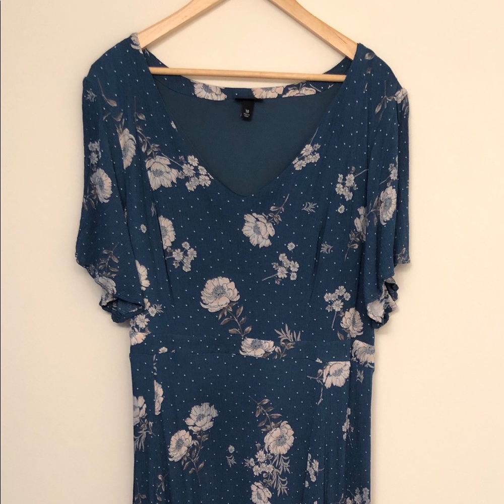 Teal Floral Dot Gauze Maxi Dress